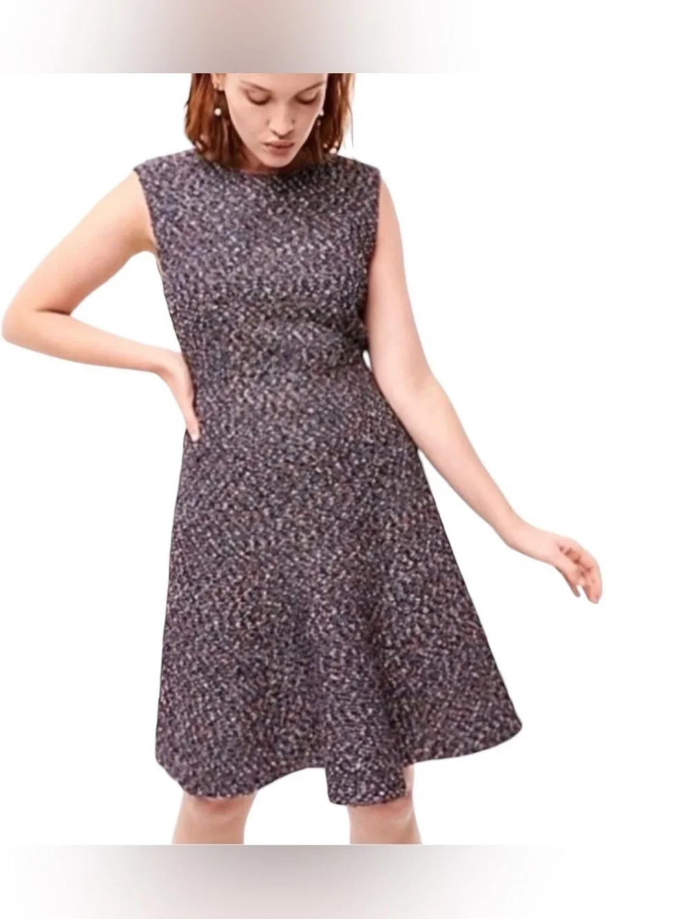 NEW J. Crew A-Line Dress Confetti Tweed Women Sz 6 Sleeveless Fit & Flare Navy
